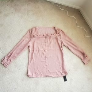 Dusty Rose Pink Ruffle Blouse
